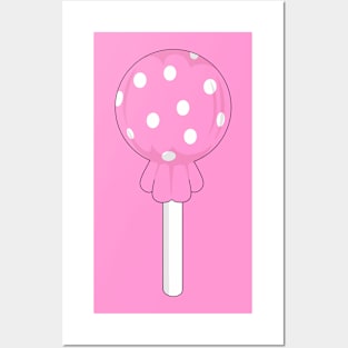 Pink polka dot lollipop Posters and Art